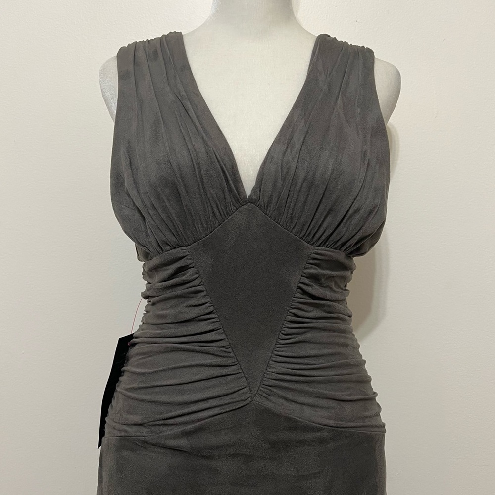 Bebe Tory Shirred Microsuede Dress - Picture 2 of 13